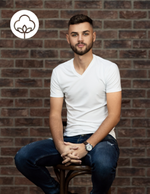 White T-shirt Neckline V - Cotton