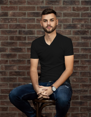 Black T-shirt with V Neckline